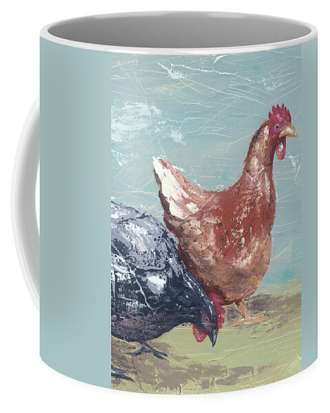 Animals Coffee Mug featuring the painting Farm Life-chickens I by Jade Reynolds