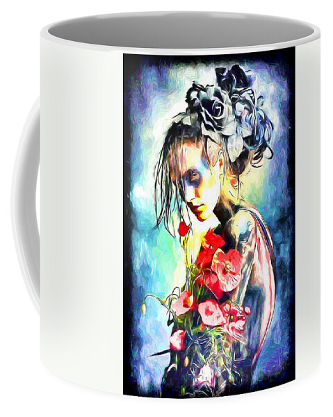 Paint Coffee Mug featuring the painting Flower girl 2 #1 by Nenad Vasic