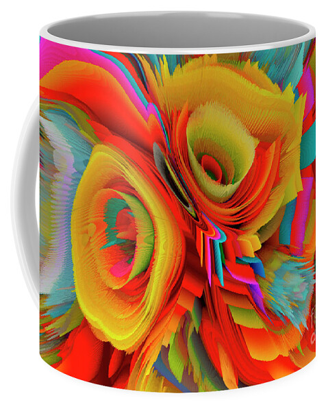 Bouquet Of Flowers Coffee Mug featuring the mixed media A Flower In Rainbow Colors Or A Rainbow In The Shape Of A Flower 12 by Elena Gantchikova