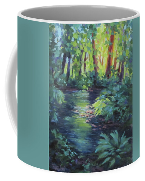 Forest Coffee Mug featuring the painting Forest Light by Karen Ilari