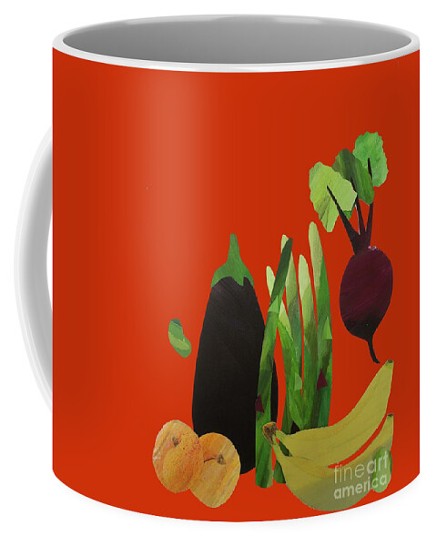 Eggplant Coffee Mug featuring the mixed media Fruit And Veggies by Sarah Thompson-engels