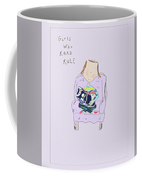 Whimsical Coffee Mug featuring the drawing Girls Who Read Rule by Ashley Rice