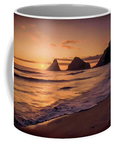 Sunset Coffee Mug featuring the painting Glorious Sunset by Bonnie Bruno