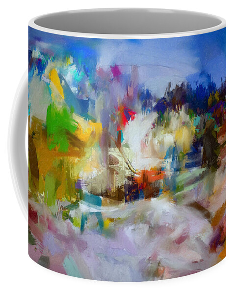 Art Coffee Mug featuring the mixed media Good Vibes Of Spring By The Riverside by Aleksandrs Drozdovs