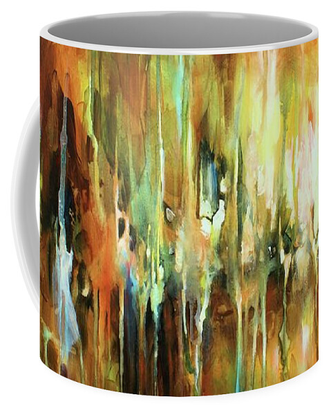 Abstract Coffee Mug featuring the painting Gravity by Michael Lang