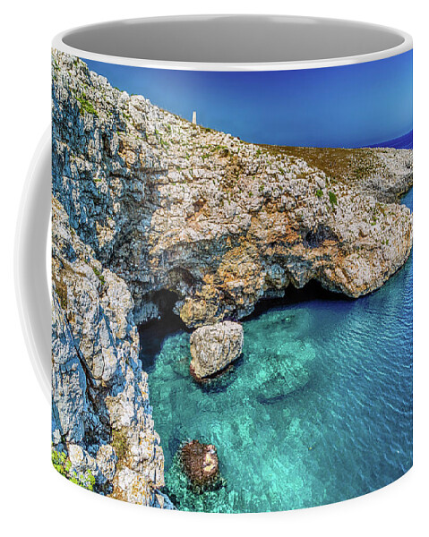 Italy Coffee Mug featuring the photograph Green Cove On The Rocky Beach #1 by Vivida Photo PC