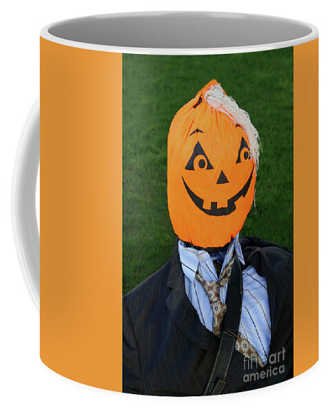 Halloween; Handsome Coffee Mug featuring the photograph Handsome Pumpkin Head by Ann Horn