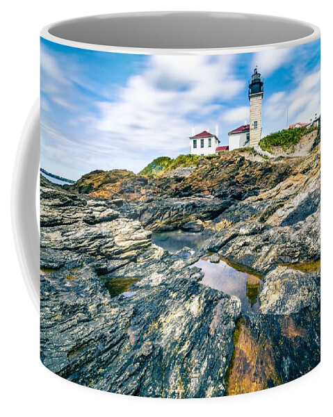 Light Coffee Mug featuring the photograph Historic Beavertail Lighthouse jamestown rhode island #1 by Alex Grichenko