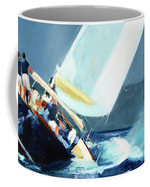 Transportation Coffee Mug featuring the painting Hoek by Curt Crain