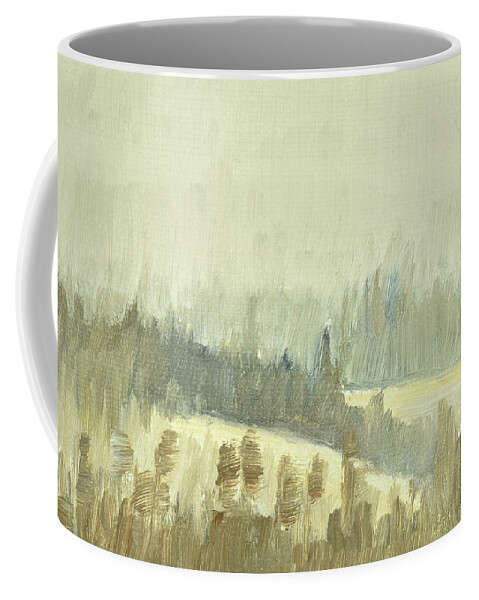 Dimma Coffee Mug featuring the painting Hoestdimma oever Saelen Autumn mist over Saelen 4 of 5_50x70 cm by Marica Ohlsson
