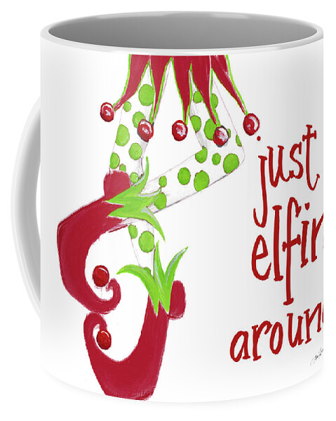 Just Coffee Mug featuring the painting Just Elfin' Around by Gina Ritter