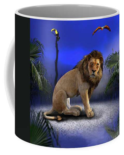 Lion Coffee Mug featuring the digital art Lion #1 by Michael Cleere