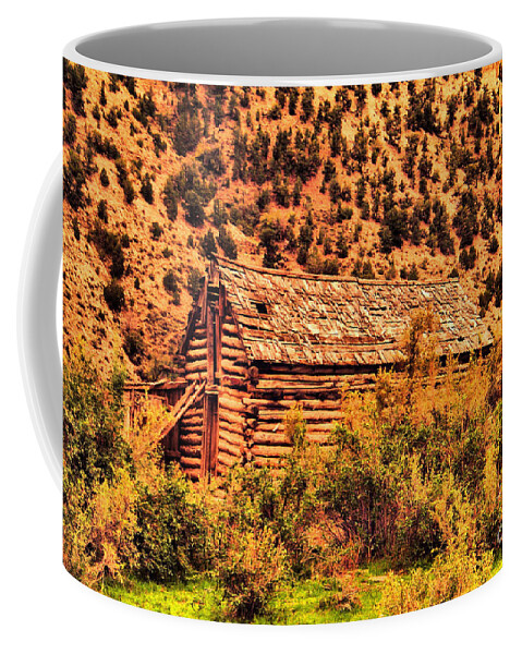 Barn Coffee Mug featuring the photograph Log barn #1 by Jeff Swan