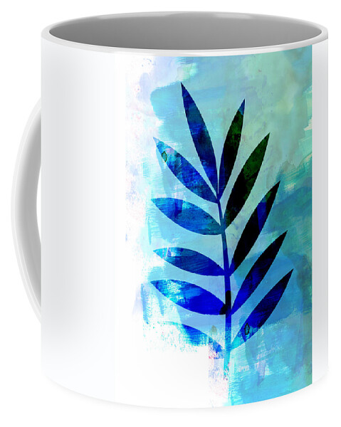 Tropical Leaf Coffee Mug featuring the mixed media Lonely Leaf Watercolor II by Naxart Studio