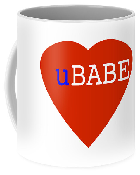 Red Coffee Mug featuring the digital art Love u Babe #1 by Charles Stuart