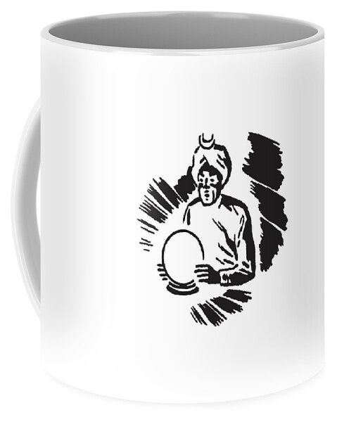 Accessories Coffee Mug featuring the drawing Male Fortune Teller with Crystal Ball #1 by CSA Images