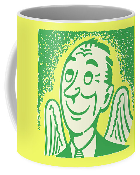 Adult Coffee Mug featuring the drawing Man with Angel Wings #1 by CSA Images