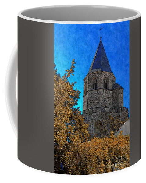 Angel Coffee Mug featuring the digital art Medieval Bell Tower 6 by Jean Bernard Roussilhe