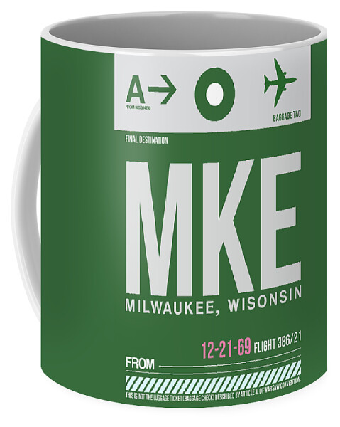  Coffee Mug featuring the digital art MKE Milwaukee Luggage by Naxart Studio