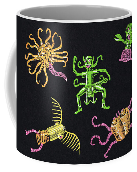 Alien Coffee Mug featuring the drawing Monsters #1 by CSA Images