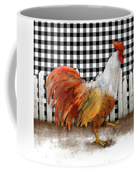 Rooster Coffee Mug featuring the painting Morning Rooster I by Dan Meneely