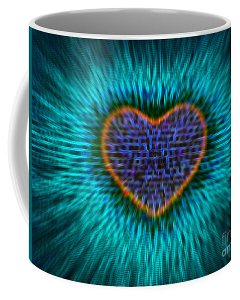 Neon Coffee Mug featuring the photograph Neon Heart 2 by Cindy New