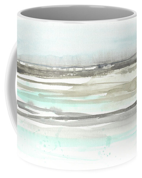 Abstract Coffee Mug featuring the painting Neutral Mint Horizon I by Jennifer Goldberger