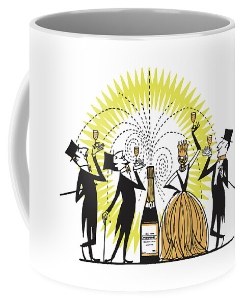 Alcohol Coffee Mug featuring the drawing New Year's Eve Celebration with Champagne #1 by CSA Images