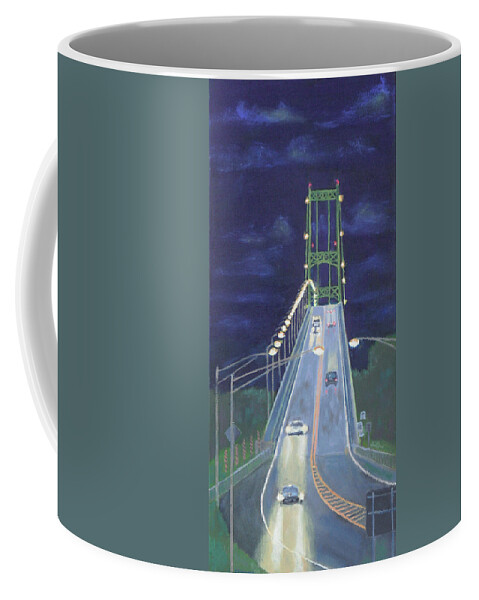 Thousand Island Bridge Coffee Mug featuring the painting Night Passage #1 by Robert P Hedden