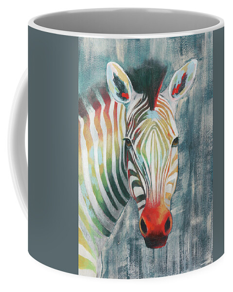 Animals Coffee Mug featuring the painting Prism Zebra I by Grace Popp
