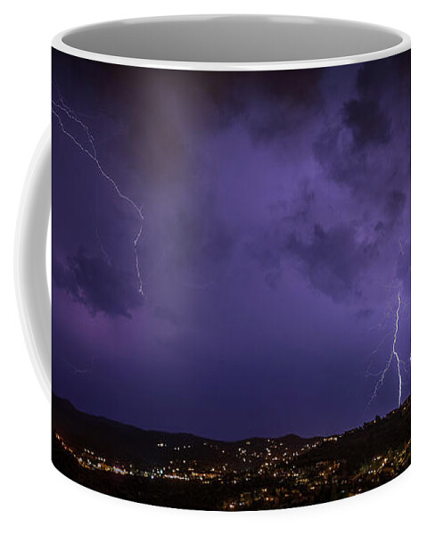 Lightning Coffee Mug featuring the photograph Purple Skies #1 by Aaron Burrows