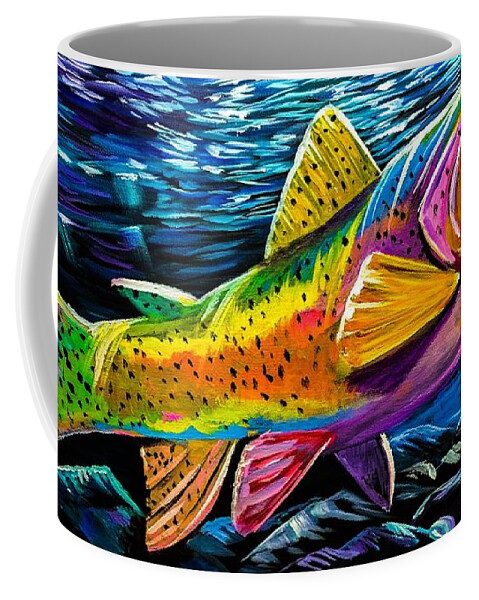 Trout Coffee Mug featuring the painting Rainbow Trout by Mark Ray