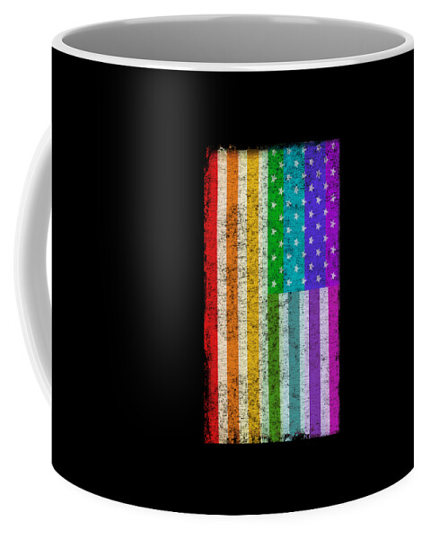 Cool Coffee Mug featuring the digital art Rainbow Us Flag #1 by Flippin Sweet Gear