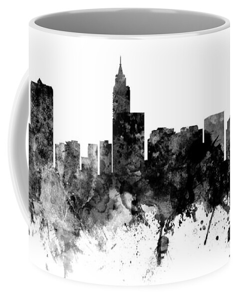 Raleigh Coffee Mug featuring the digital art Raleigh North Carolina Skyline Panoramic by Michael Tompsett
