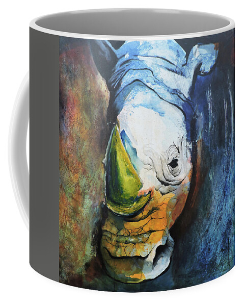 Animals Coffee Mug featuring the painting Rhino #1 by Leticia Herrera