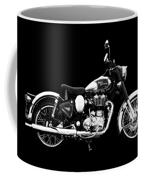 Royal Enfield Coffee Mug featuring the mixed media Royal Enfield Classic Chrome by Smart Aviation