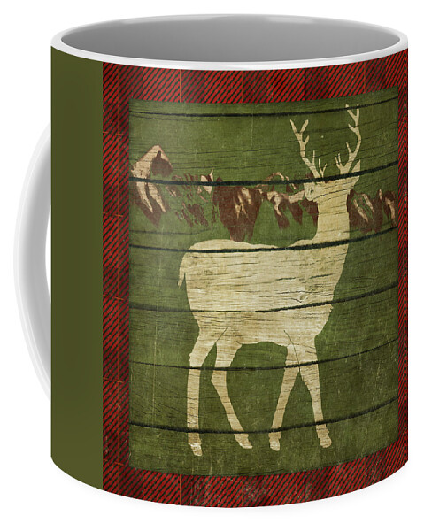 Rustic Coffee Mug featuring the painting Rustic Nature On Plaid II by Andi Metz