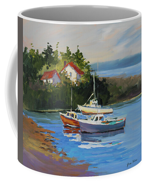 Sail Coffee Mug featuring the mixed media Sailboats by Jane Slivka