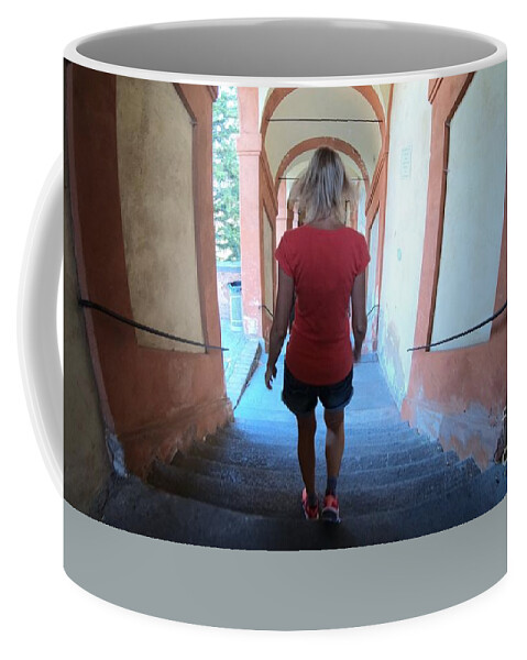Bologna Coffee Mug featuring the photograph San Luca Sanctuary stairway #1 by Benny Marty