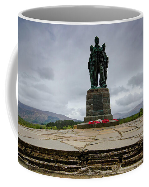 Commando Memorial Coffee Mug featuring the mixed media Scottish Commando Memorial by Smart Aviation