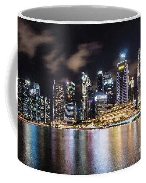 Business Finance And Industry Coffee Mug featuring the photograph Singapore by night #1 by Didier Marti