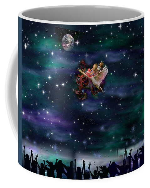 Children Coffee Mug featuring the mixed media Soaring Through the Galaxy by Colleen Taylor