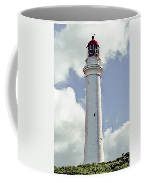  Landscape Coffee Mug featuring the digital art Split Point Lighthouse by Dennis Lundell