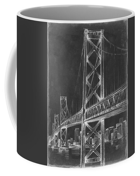 Landscapes Coffee Mug featuring the painting Suspension Bridge Blueprint II by Ethan Harper
