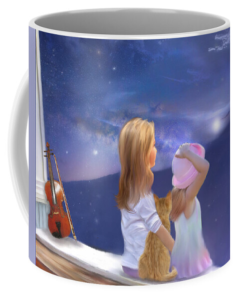 Cats Coffee Mug featuring the painting The Cat the Fiddle and Me by Colleen Taylor