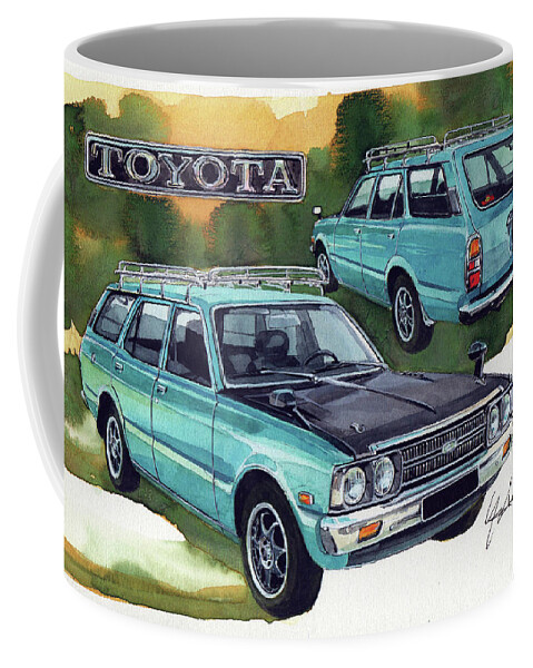 Toyota Coffee Mug featuring the painting Toyota Corona SW by Yoshiharu Miyakawa