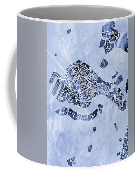 Venice Coffee Mug featuring the digital art Venice Italy City Map by Michael Tompsett