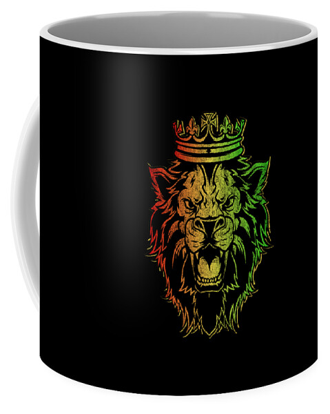 Rasta Coffee Mug featuring the digital art Vintage Lion of Judah Rastafarian #1 by Flippin Sweet Gear