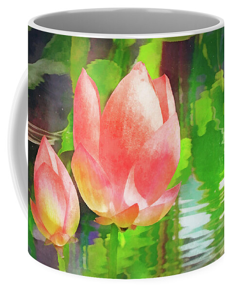 Pink Coffee Mug featuring the digital art Water Lotus #1 by Frances Miller