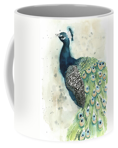 Animals Coffee Mug featuring the painting Watercolor Peacock Portrait II #1 by Grace Popp